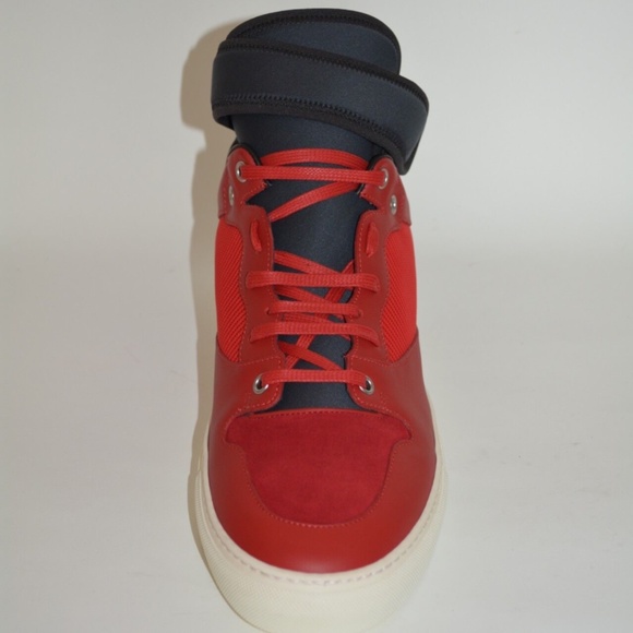 NWT BALENCIAGA MENS NEOPRENE STRAP HITOP LEATHER SNEAKERS - Picture 7 of 10